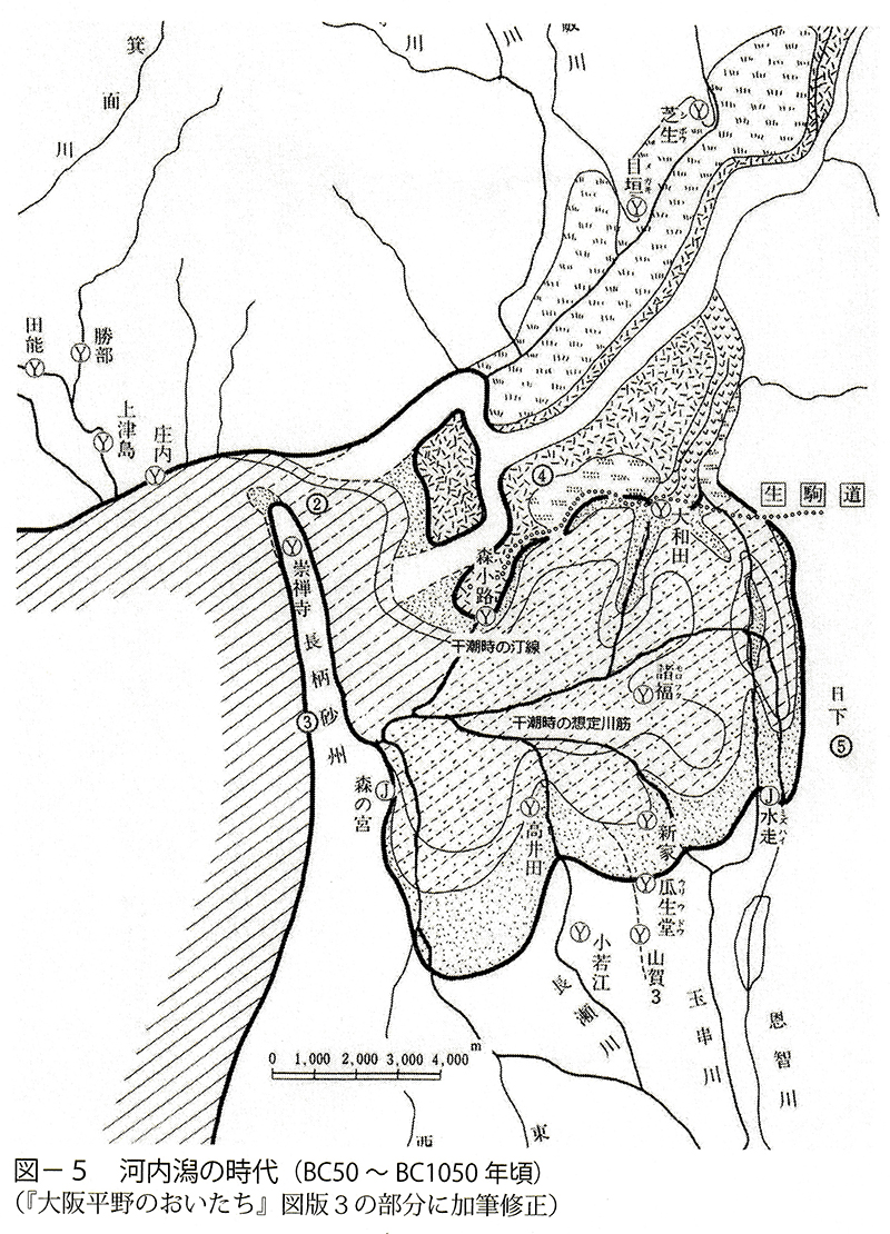 河内潟の時代の大阪平野