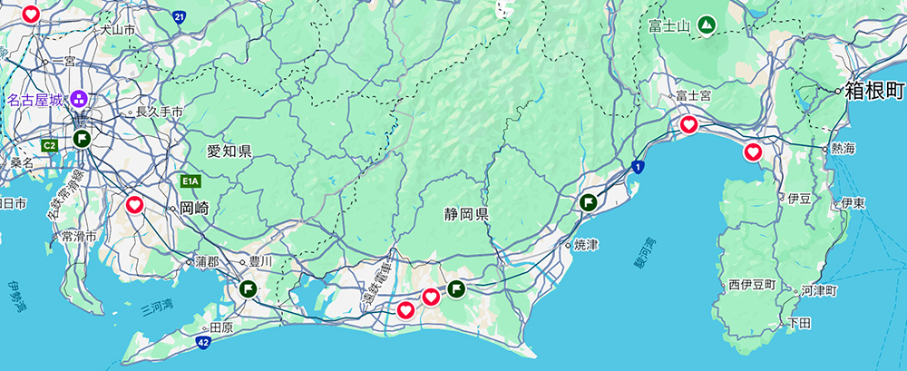 東海地方の国造の分布