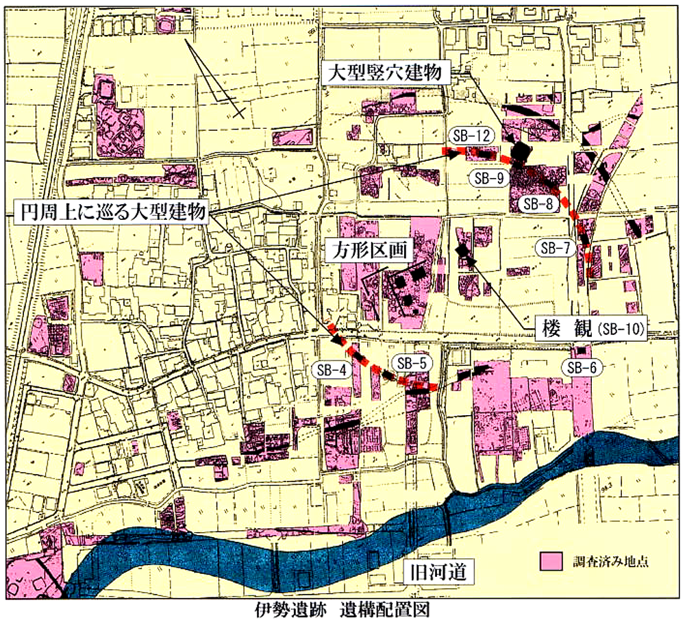 伊勢遺跡の遺構配置図