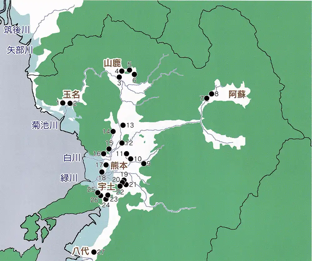 弥生時代後期の熊本の遺跡マップ